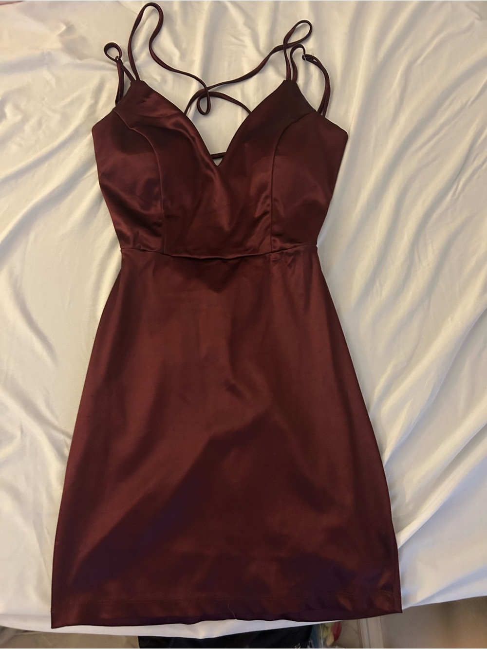 Windsor Satin Mini Dress in Wine